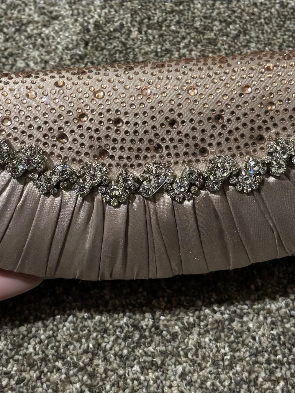 Embellished champagne Evening Clutch with Chain Strap